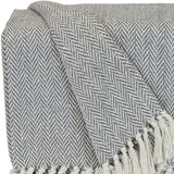 Handloomed Light Gray Cotton Throw Blanket with Tassels - Homeroots - Flyclothing LLC