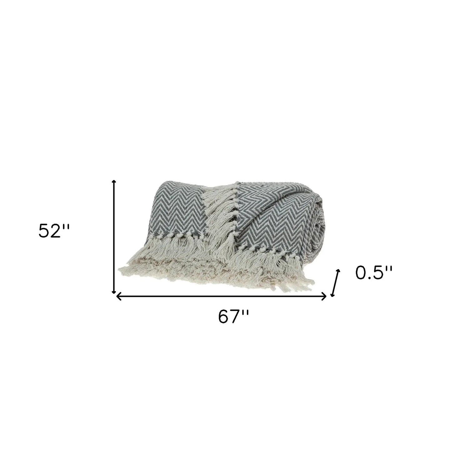 Handloomed Dark Gray Cotton Throw Blanket with Tassels - Homeroots - Flyclothing LLC
