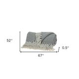 Handloomed Dark Gray Cotton Throw Blanket with Tassels - Homeroots - Flyclothing LLC