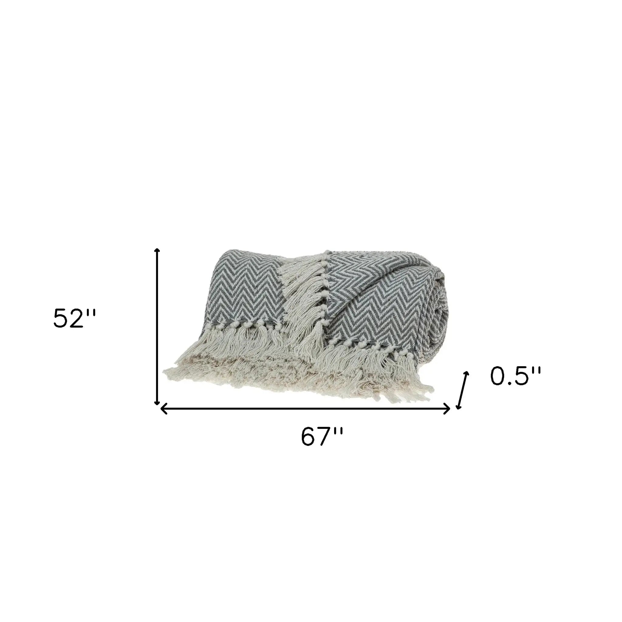 Handloomed Dark Gray Cotton Throw Blanket with Tassels - Homeroots - Flyclothing LLC
