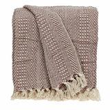 Brown and Beige Woven Herringbone Handloomed Throw - Homeroots