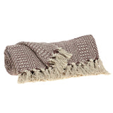 Brown and Beige Woven Herringbone Handloomed Throw - Homeroots