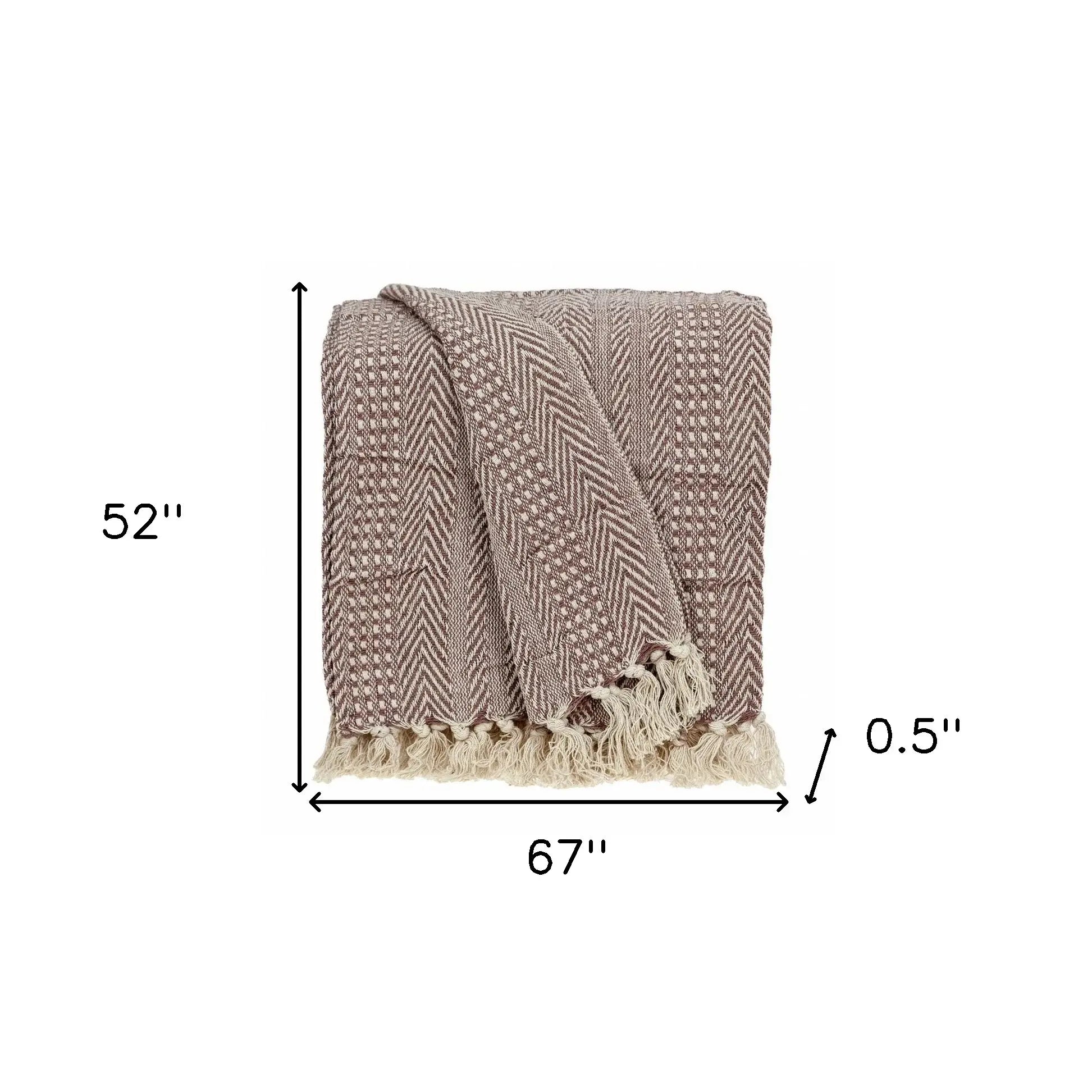 Brown and Beige Woven Herringbone Handloomed Throw - Homeroots - Flyclothing LLC