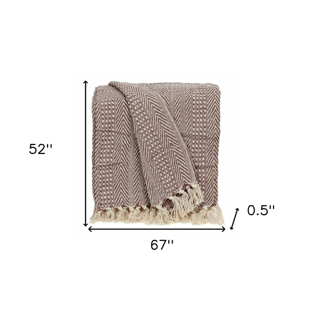 Brown and Beige Woven Herringbone Handloomed Throw - Homeroots - Flyclothing LLC