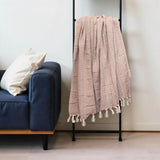 Brown and Beige Woven Herringbone Handloomed Throw - Homeroots