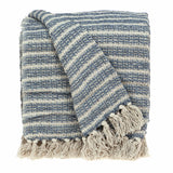 52" X 67" Blue and Gray Quilted Cotton Striped Throw Blanket - Homeroots
