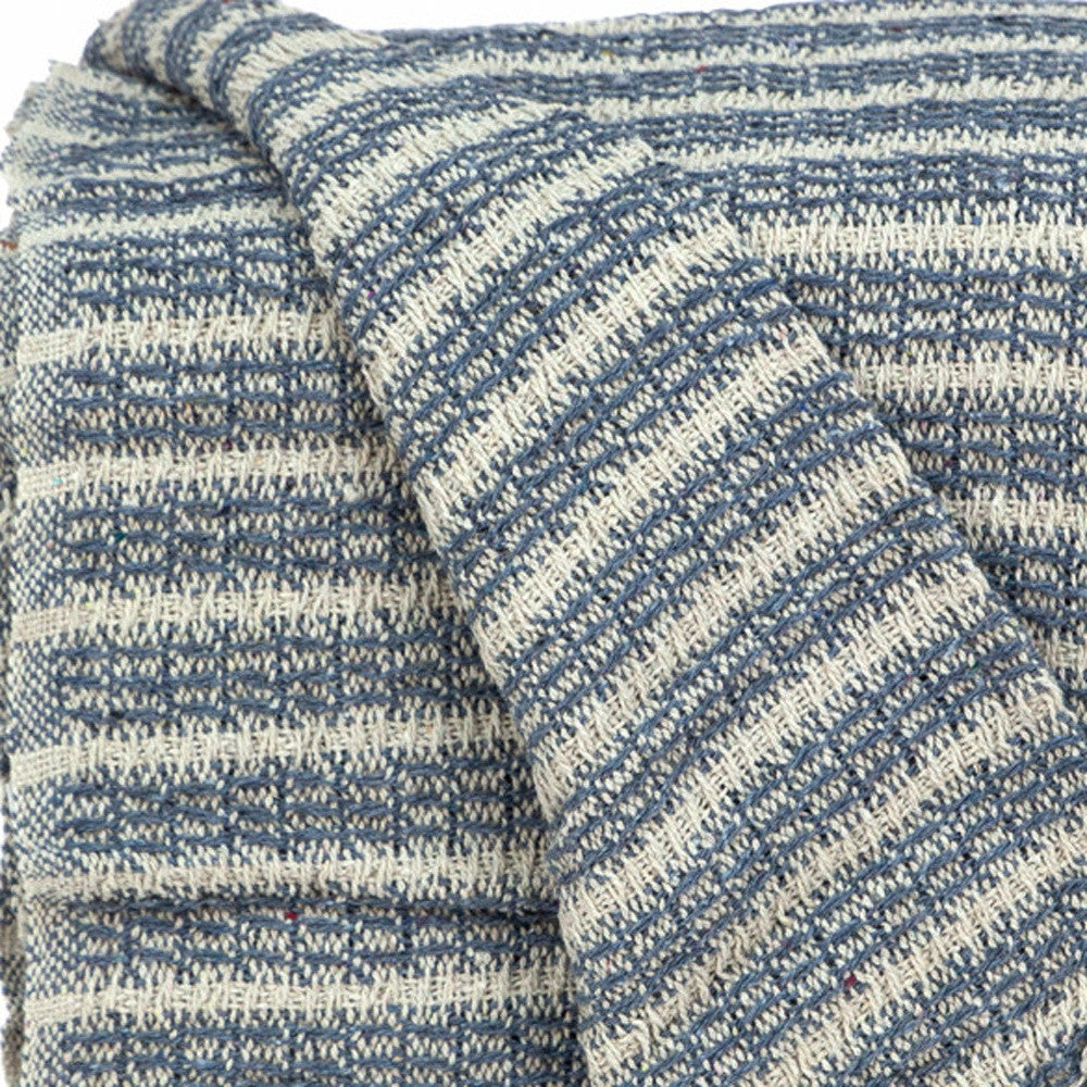 52" X 67" Blue and Gray Quilted Cotton Striped Throw Blanket - Homeroots - Flyclothing LLC