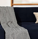Boho Black and Beige Woven Diamond Pattern Throw with Tassels - Homeroots - Flyclothing LLC