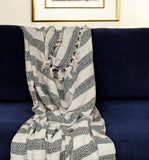 Black and Beige Diamond Weave Soft Cotton Handloom Throw - Homeroots
