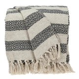 Black and Beige Diamond Weave Soft Cotton Handloom Throw - Homeroots