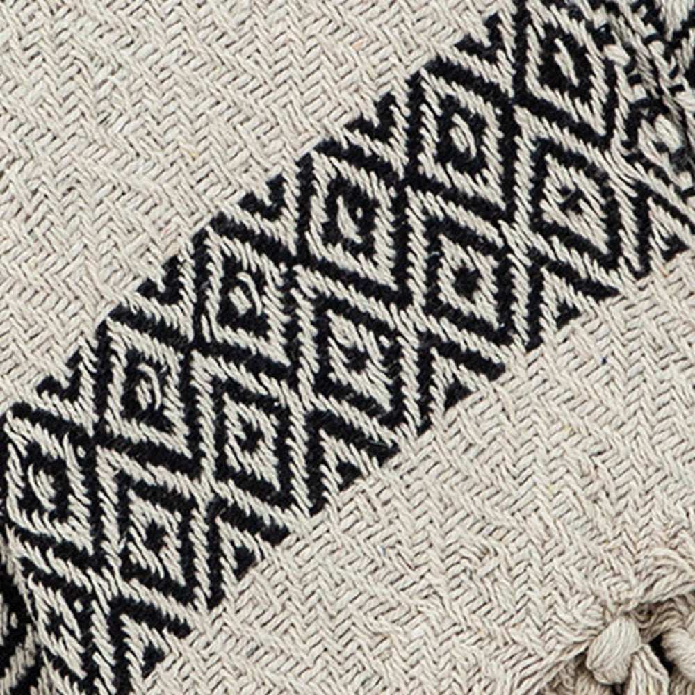 Black and Beige Diamond Weave Soft Cotton Handloom Throw - Homeroots - Flyclothing LLC