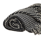 52" X 67" Black and White Woven Cotton Striped Throw Blanket with Tassels - Homeroots