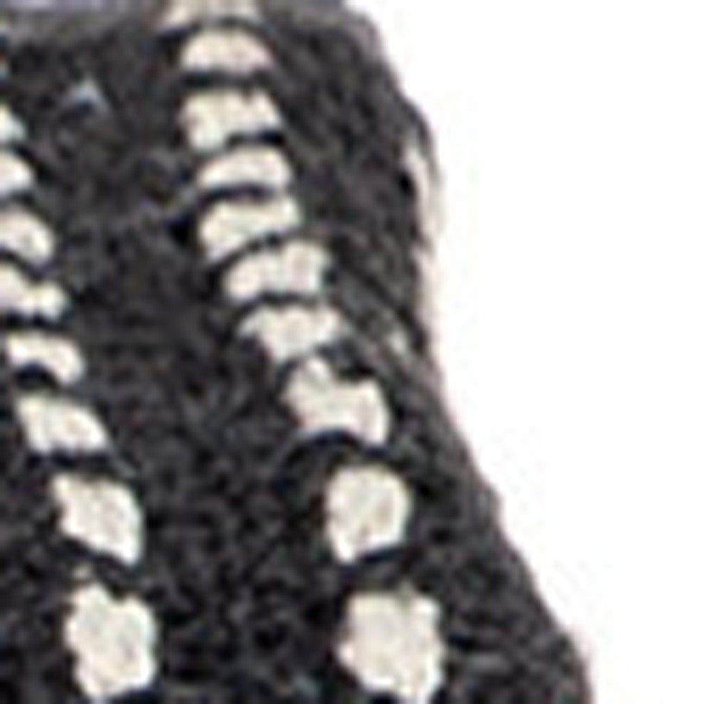 52" X 67" Black and White Woven Cotton Striped Throw Blanket with Tassels - Homeroots - Flyclothing LLC