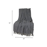 52" X 67" Black and White Woven Cotton Striped Throw Blanket with Tassels - Homeroots - Flyclothing LLC