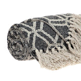 Grey and Beige Handloom Geometric Woven Throw Blanket - Homeroots - Flyclothing LLC