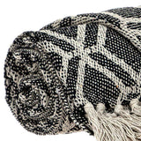 Grey and Beige Handloom Geometric Woven Throw Blanket - Homeroots - Flyclothing LLC