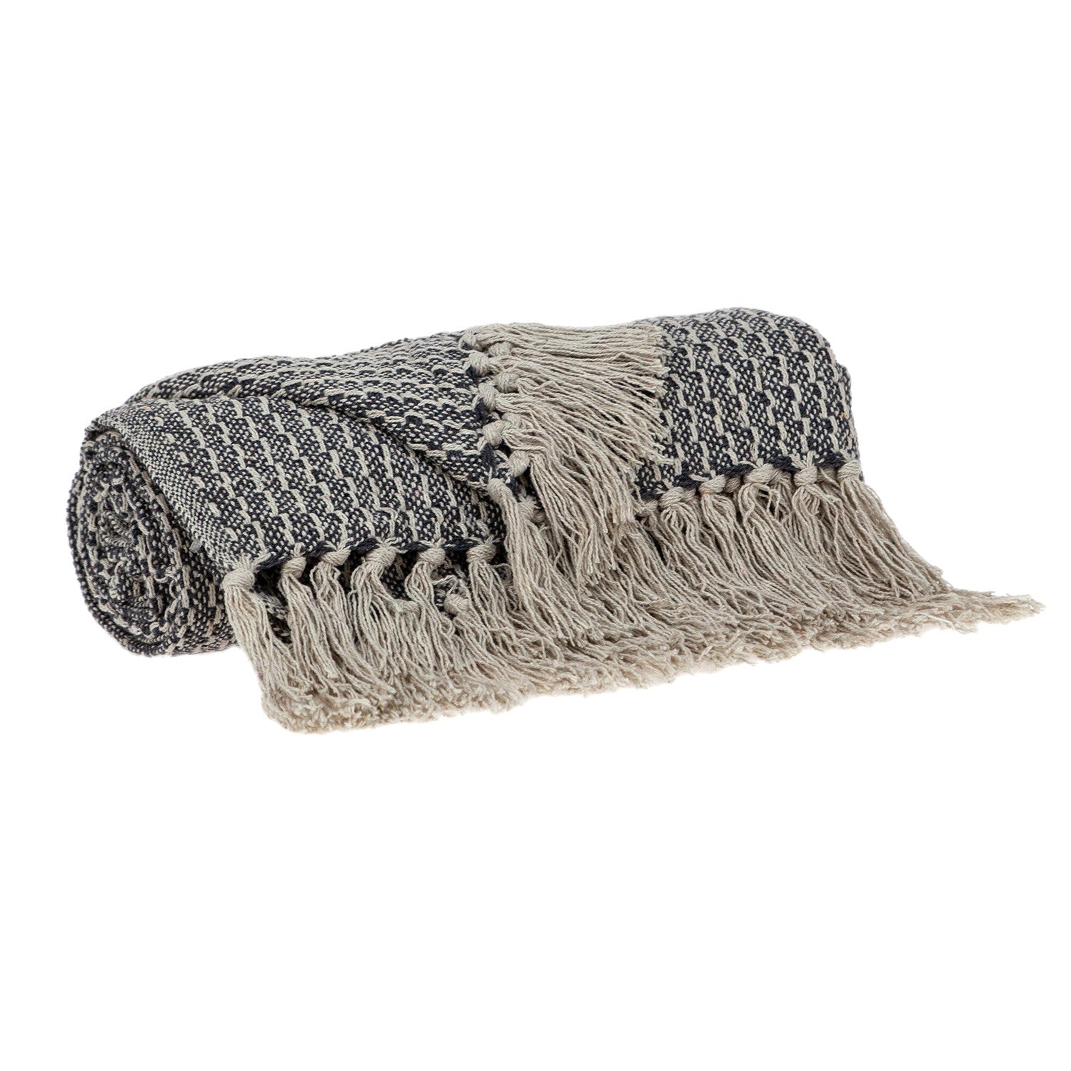 52" X 67" Beige and Black Quilted Cotton Abstract Throw Blanket - Homeroots - Flyclothing LLC