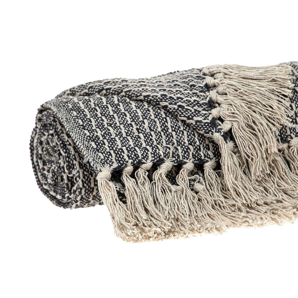 52" X 67" Beige and Black Quilted Cotton Abstract Throw Blanket - Homeroots - Flyclothing LLC