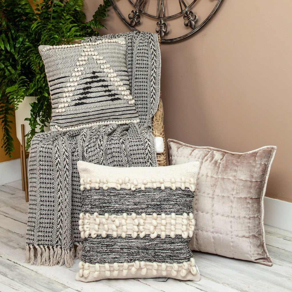 52" X 67" Beige and Black Quilted Cotton Abstract Throw Blanket - Homeroots - Flyclothing LLC