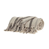 52" X 67" Beige Quilted Cotton Striped Throw Blanket - Homeroots