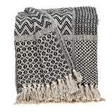 52" X 67" Beige and Black Quilted Cotton Abstract Throw Blanket - Homeroots