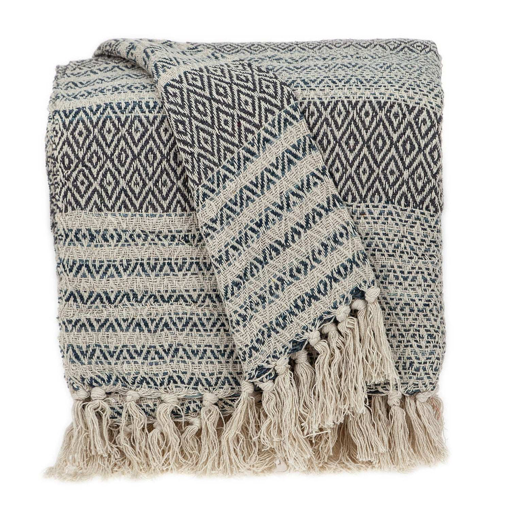 Beige and Taupe Diamond Weave Handloom Throw - Homeroots - Flyclothing LLC