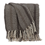 Brown and Taupe Striped Woven Handloom Throw - Homeroots
