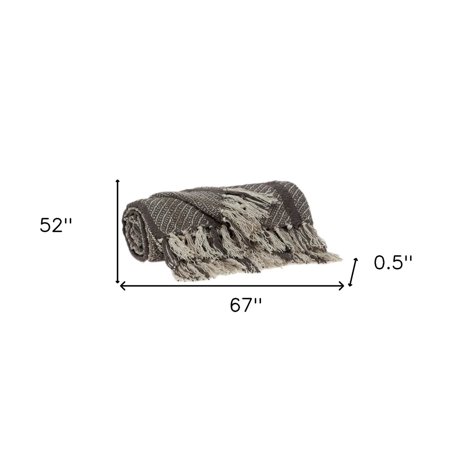 Brown and Taupe Striped Woven Handloom Throw - Homeroots - Flyclothing LLC