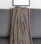 Brown and Taupe Striped Woven Handloom Throw - Homeroots - Flyclothing LLC