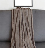 Brown and Taupe Striped Woven Handloom Throw - Homeroots
