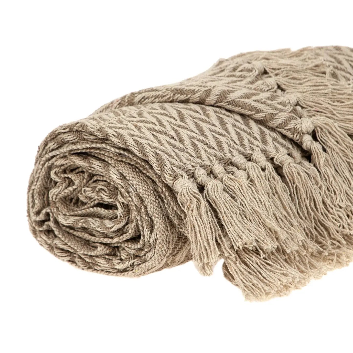 Multi Beige Herringbone Woven Handloom Throw - Homeroots - Flyclothing LLC