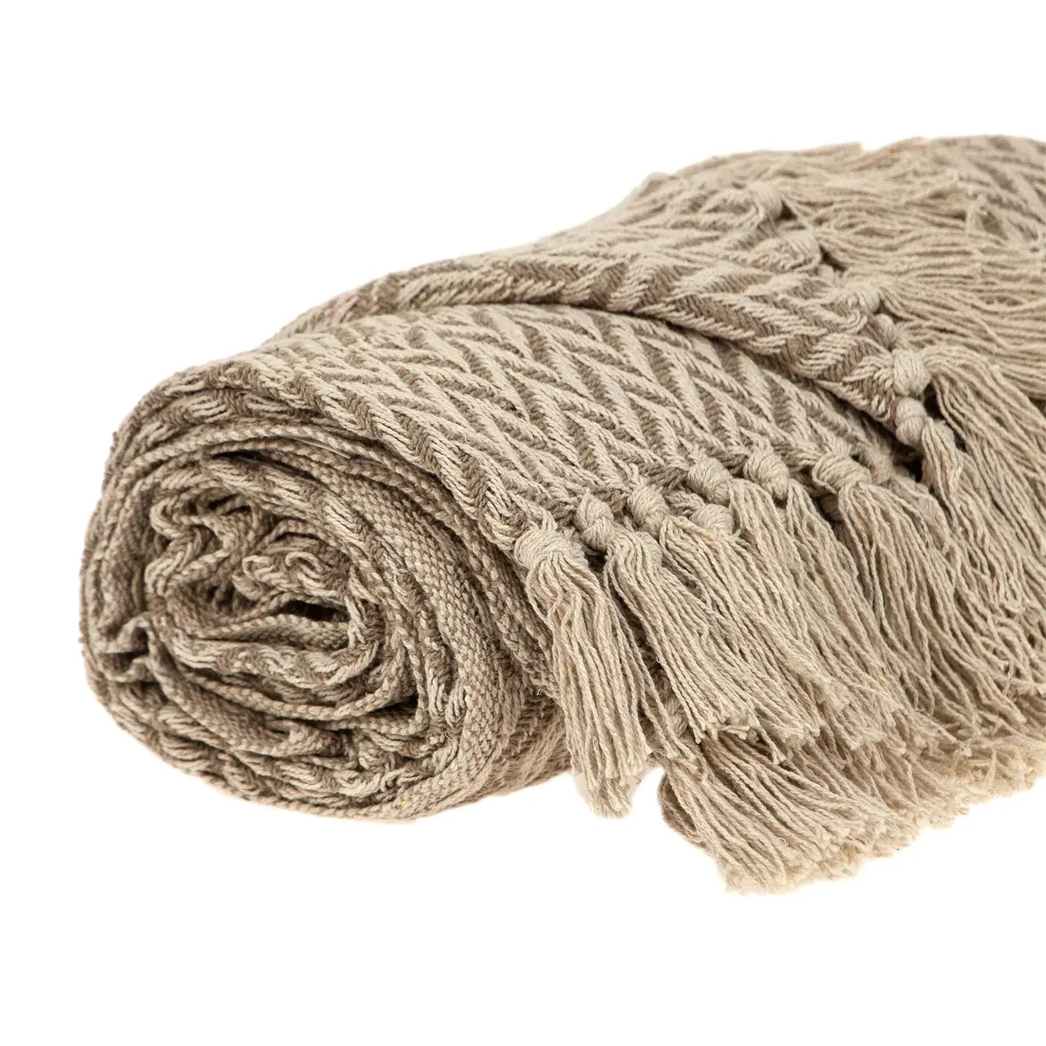 Multi Beige Herringbone Woven Handloom Throw - Homeroots - Flyclothing LLC
