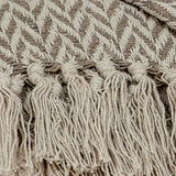 Multi Beige Herringbone Woven Handloom Throw - Homeroots - Flyclothing LLC