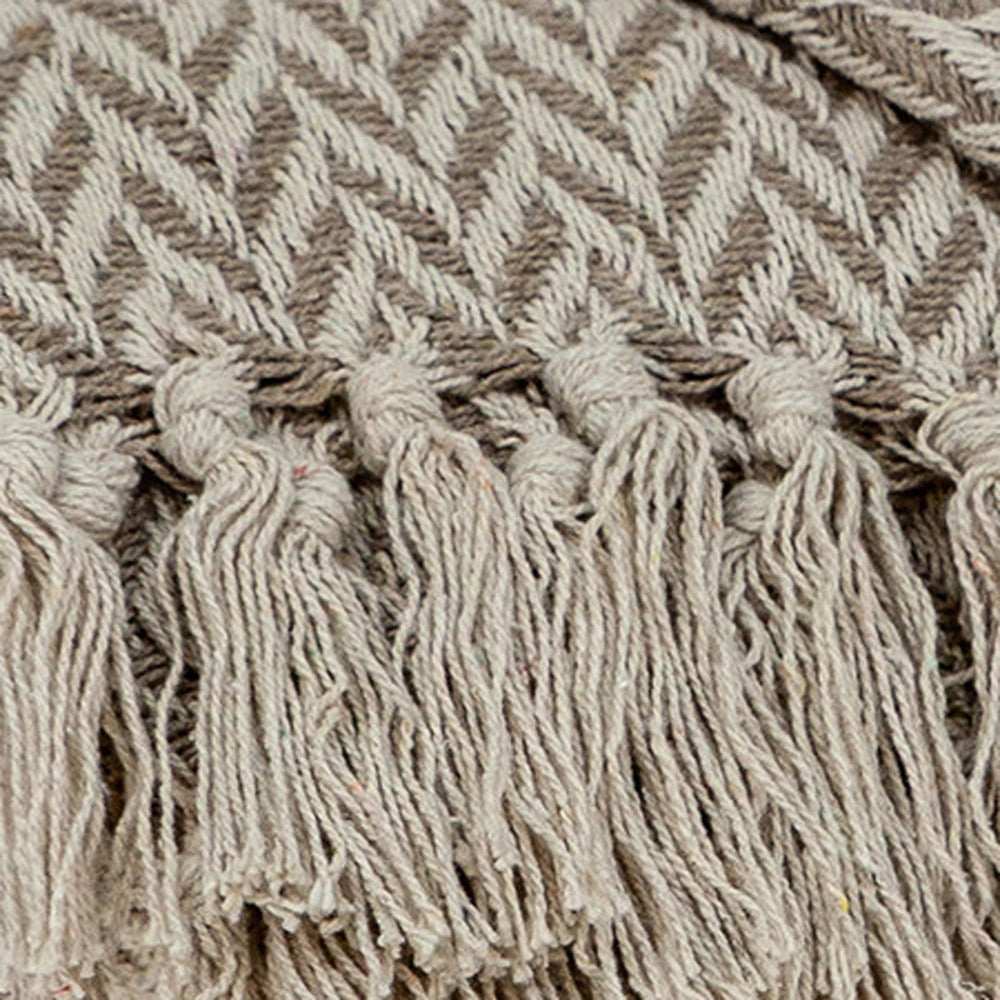 Multi Beige Herringbone Woven Handloom Throw - Homeroots - Flyclothing LLC