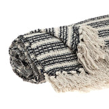 Black and Beige Striped Woven Handloom Throw Blanket - Homeroots - Flyclothing LLC