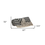 Black and Beige Striped Woven Handloom Throw Blanket - Homeroots - Flyclothing LLC
