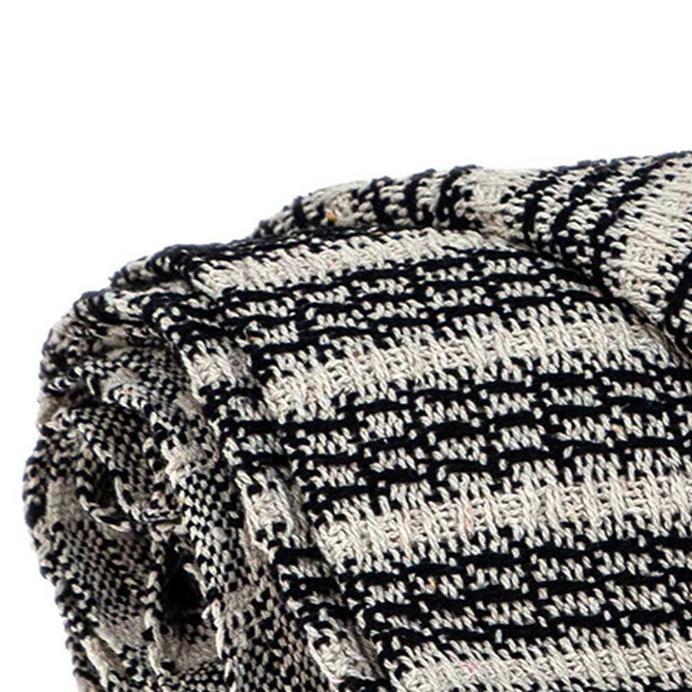 Black and Beige Striped Woven Handloom Throw Blanket - Homeroots - Flyclothing LLC