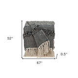 Boho Beige and Black Handloom Weave Throw with Decorative Tassels - Homeroots - Flyclothing LLC