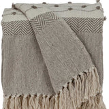 Tufted Beige Fringed Woven Handloom Throw - Homeroots - Flyclothing LLC