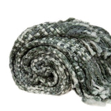 Green and White Knitted Cotton Blend Abstract Throw Blanket with Fringe - Homeroots - Flyclothing LLC