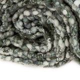 Green and White Knitted Cotton Blend Abstract Throw Blanket with Fringe - Homeroots - Flyclothing LLC