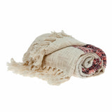 Beige and Shades of Pink Strips Woven Handloom Throw Blanket - Homeroots