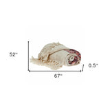 Beige and Shades of Pink Strips Woven Handloom Throw Blanket - Homeroots - Flyclothing LLC