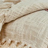 Beige and Shades of Pink Strips Woven Handloom Throw Blanket - Homeroots - Flyclothing LLC