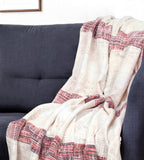 Beige and Shades of Pink Strips Woven Handloom Throw Blanket - Homeroots
