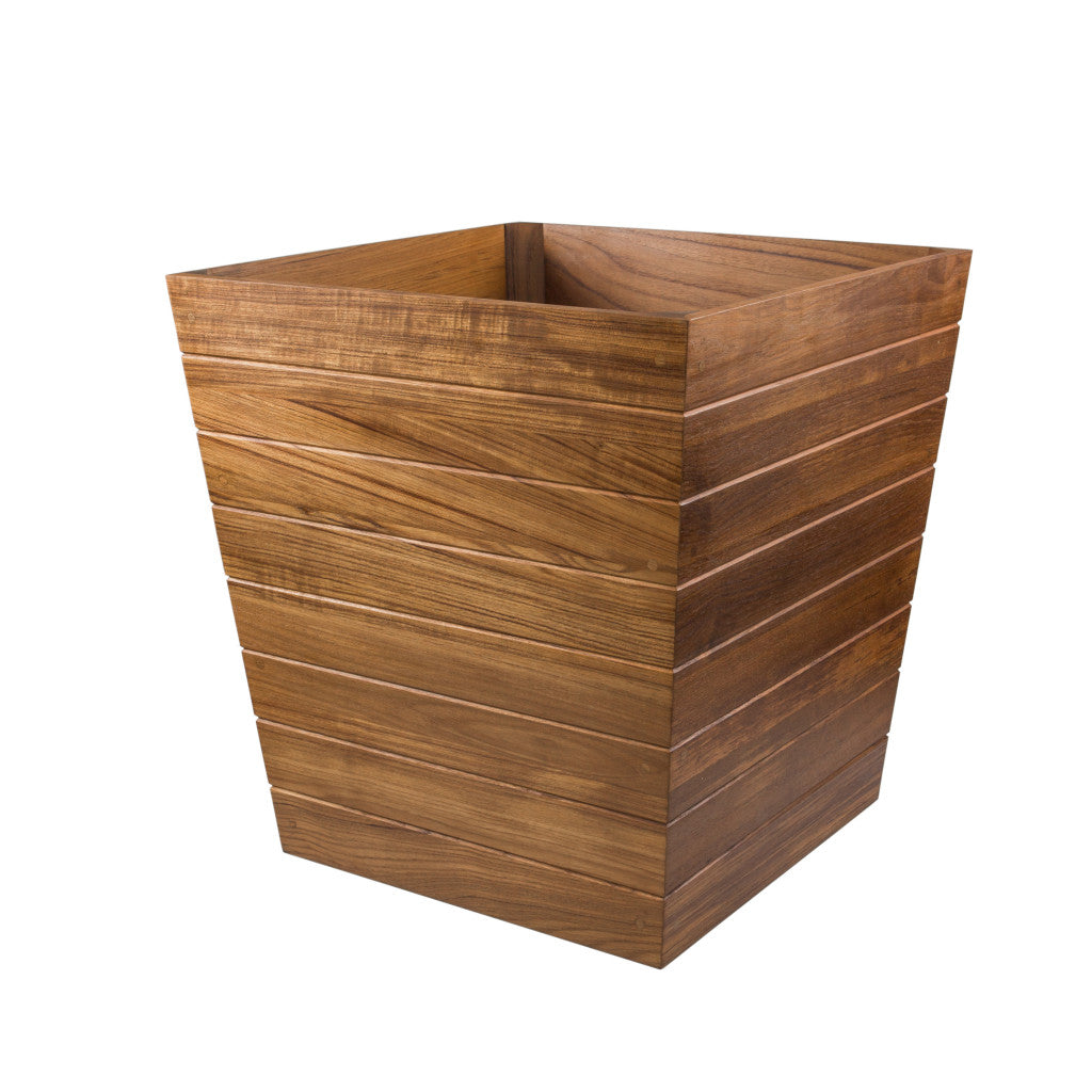 21" Brown Solid Teak Wood Indoor Outdoor Square Planter Box - Homeroots - Flyclothing LLC