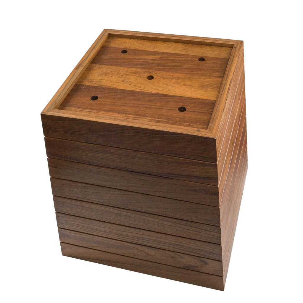 21" Brown Solid Teak Wood Indoor Outdoor Square Planter Box - Homeroots - Flyclothing LLC