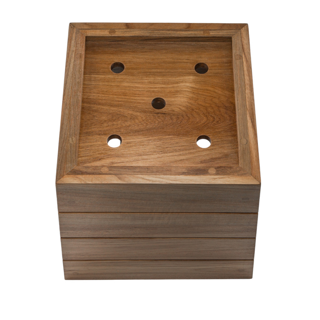 12" Brown Solid Teak Wood Indoor Outdoor Square Planter Box - Homeroots - Flyclothing LLC