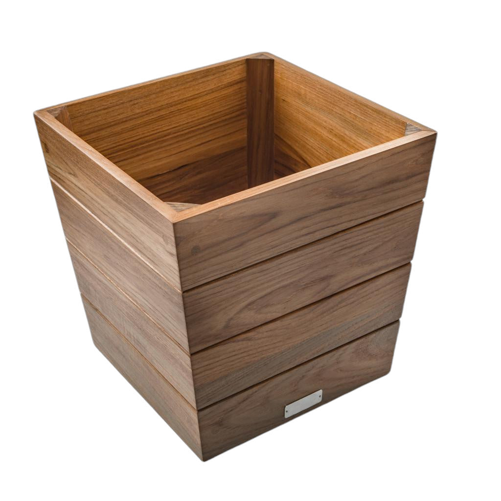 12" Brown Solid Teak Wood Indoor Outdoor Square Planter Box - Homeroots - Flyclothing LLC