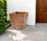 12" Brown Solid Teak Wood Indoor Outdoor Square Planter Box - Homeroots - Flyclothing LLC